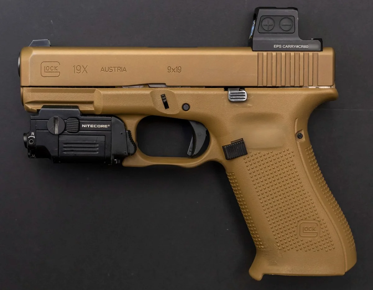 Glock 19X, kolimator, laser, tuning