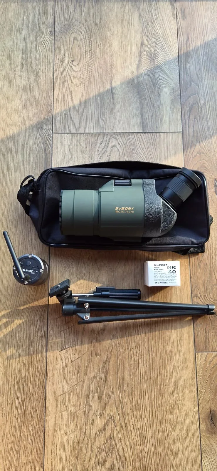 Luneta Svbony SV41, kamera WiFi SC001, adapter