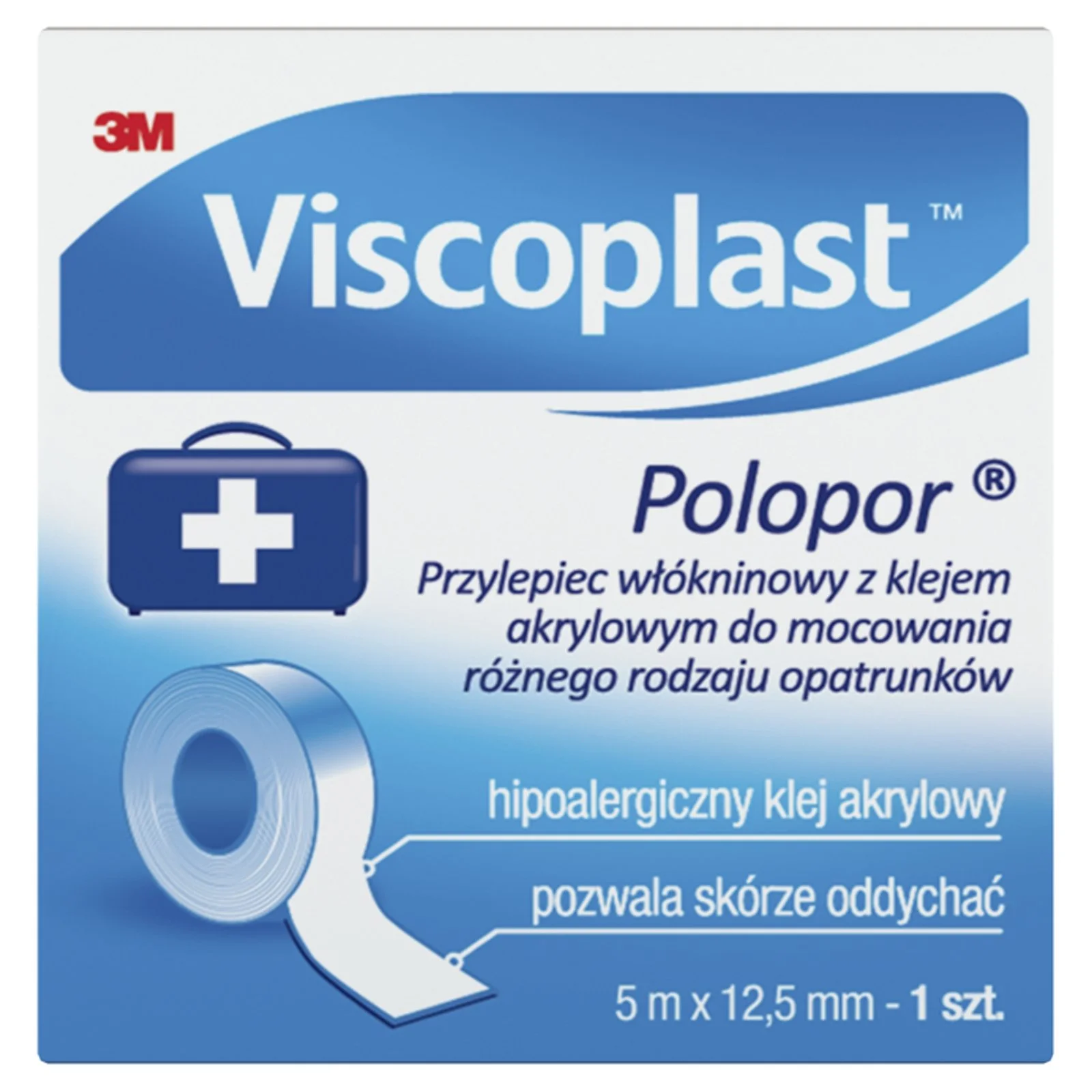Viscoplast Polopor Przylepiec włókninowy, 5 m x 12,5 mm, 1 rolka