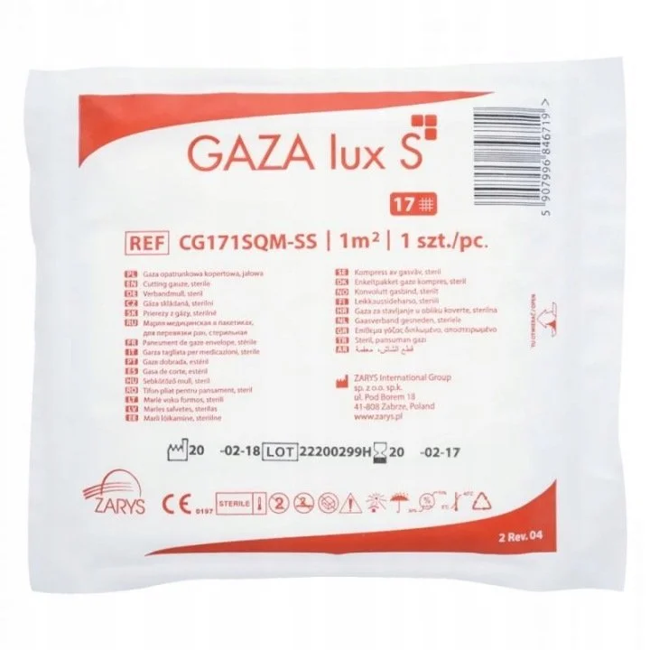 Lux S Gaza opatrunkowa jałowa 17 nitkowa 0,5m2, 1 sztuka