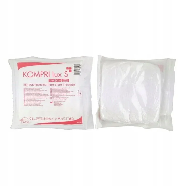 Kompres gaz jał 17N12W 10x10cm a'10szt KOMPRI LUX S Zarys