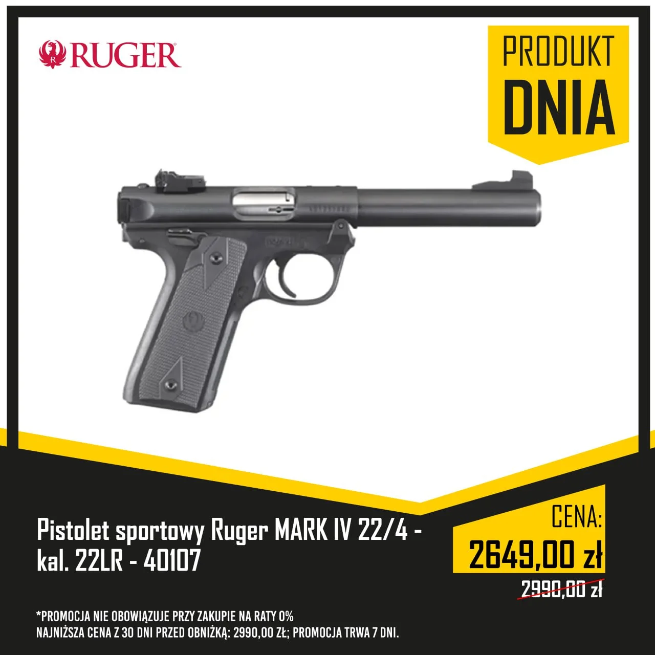 Pistolet sportowy Ruger MARK IV 22/4 - kal. 22LR - 40107
