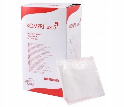 Kompres gazowy jałowy 10x10cm KOMPRI lux S 17N 12W
