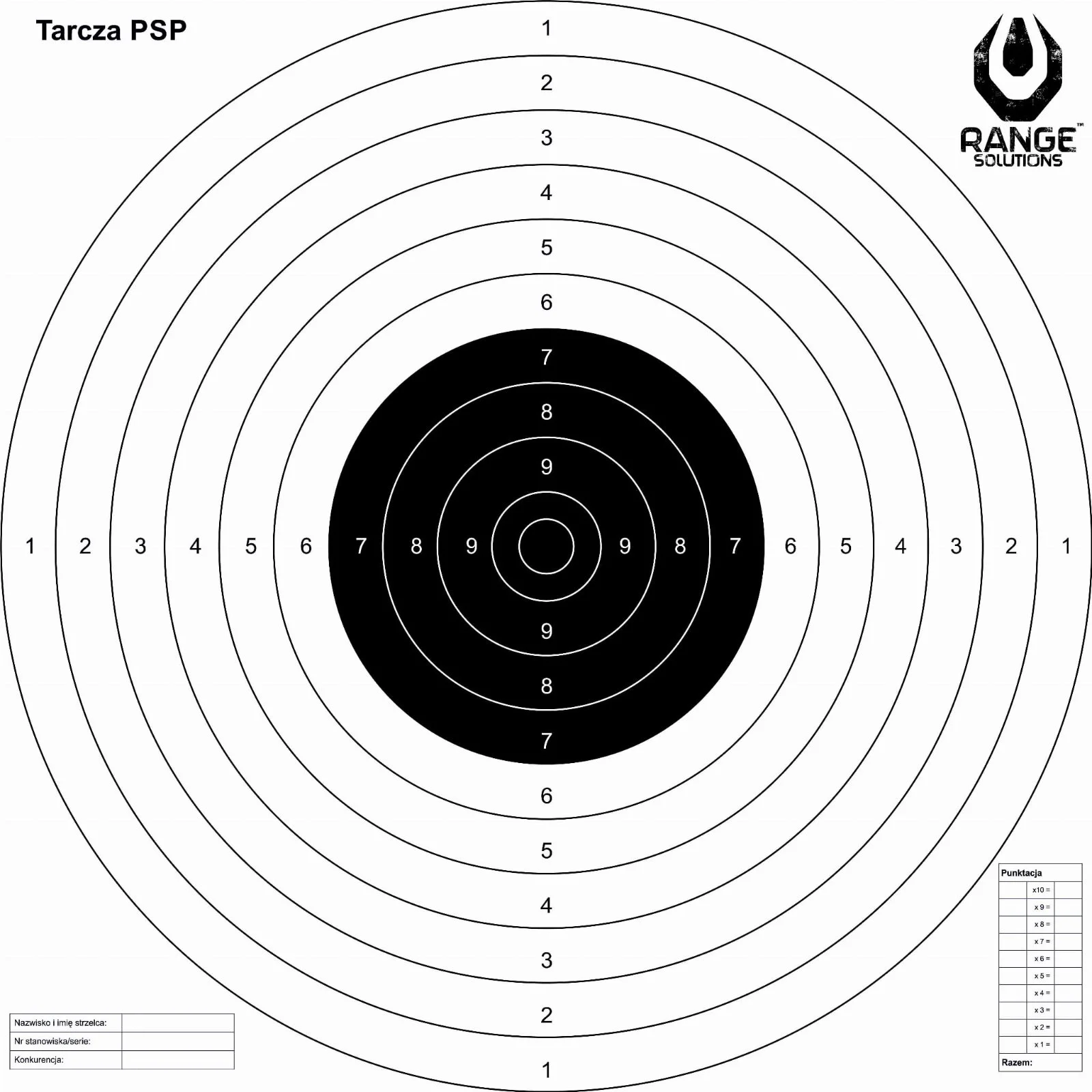 Tarcze Strzeleckie Range Solutions PSP TS2 50szt