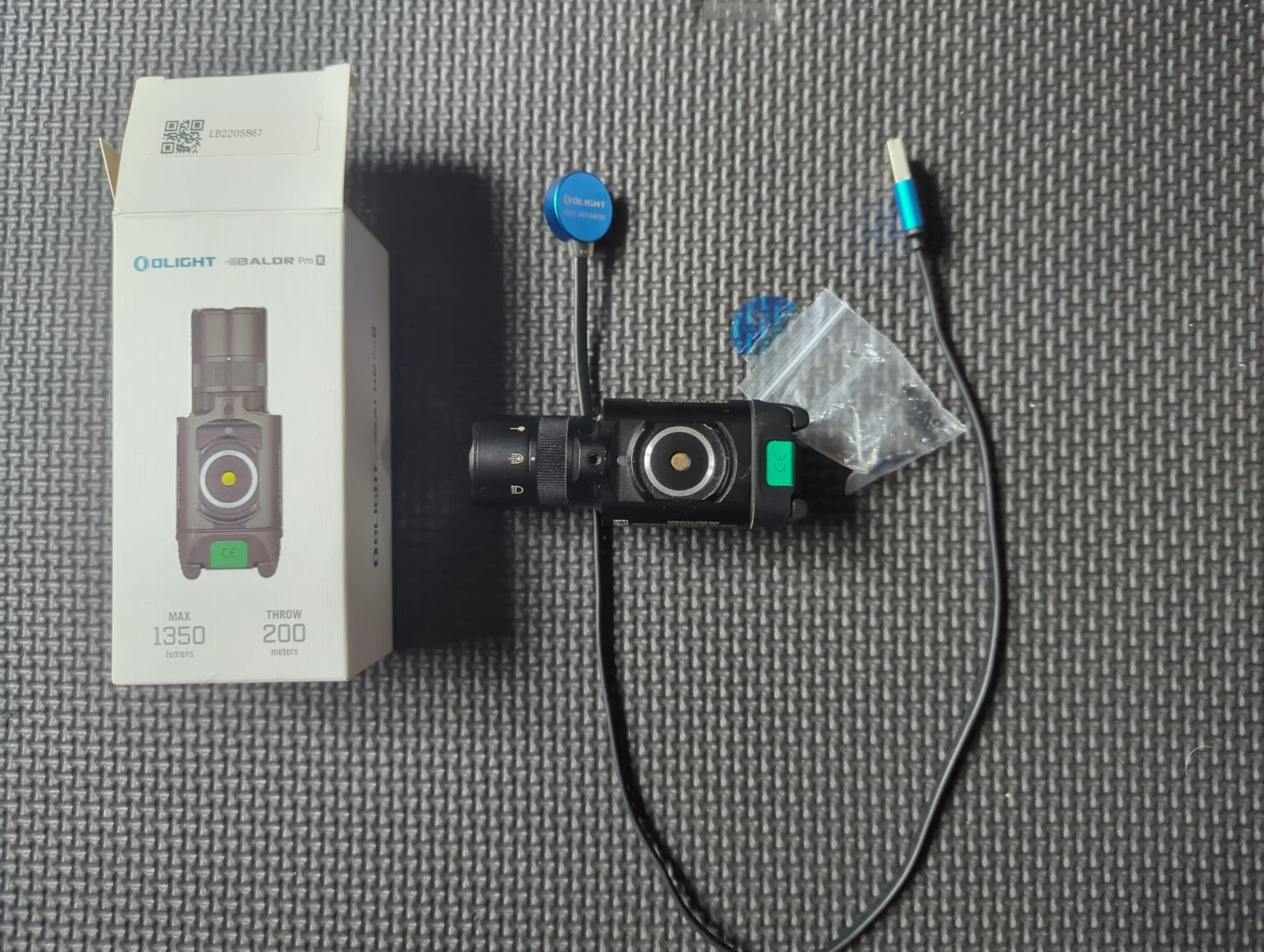 Latarka Olight Baldr Pro R, zielony laser, czarna