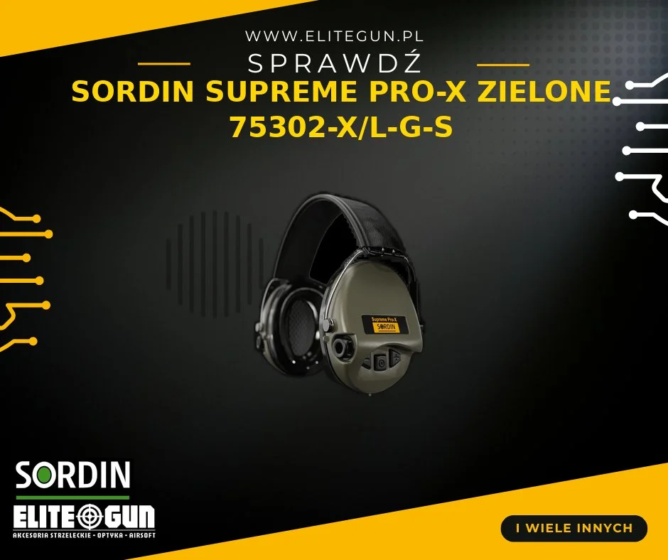 Sordin Supreme Pro X - Aktywne słuchawki ochronne, żelowe poduszki, IP67 1299,99 zł