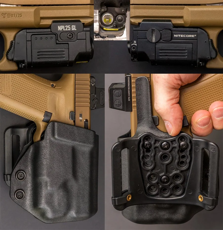Latarka z laserem Nitecore NPL 25 GL plus kabura Glock 19