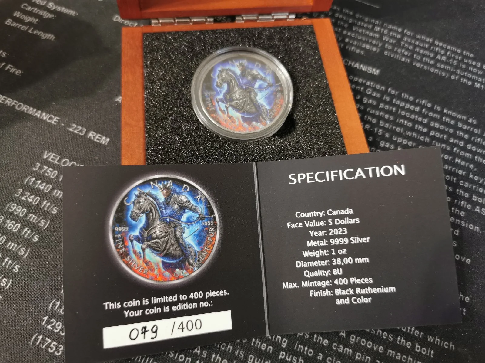 Moneta kolekcjonerska srebrna Maple Leaf White Horse, próba 999, waga 1oz