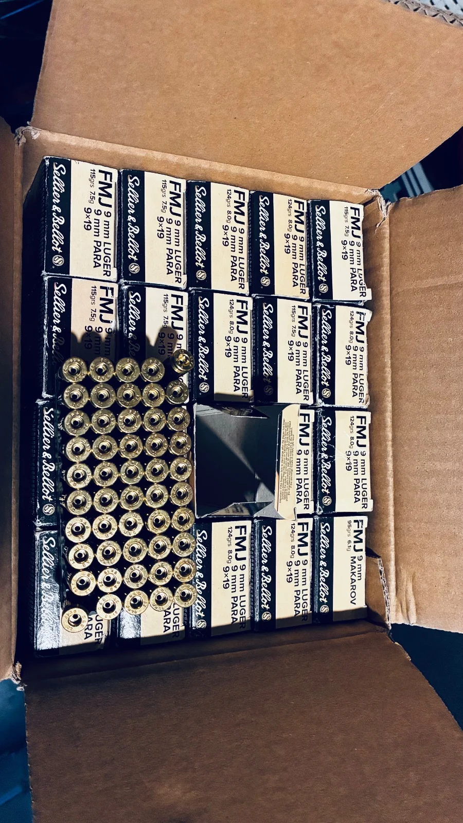 1000 sztuk łusek 9x19 S&B