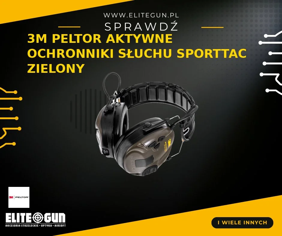 3M PELTOR SportTac Aktywne Ochronniki Słuchu - Oliwkowy/Pomarańczowy SNR 26 dB