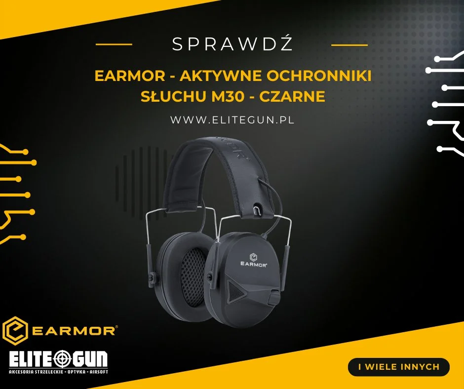 Earmor - Aktywne ochronniki słuchu M30 - Czarne - M30-BK