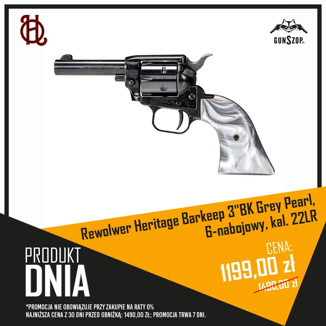 Rewolwer Heritage Barkeep 3"BK Grey Pearl, 6-nabojowy, kal. 22LR