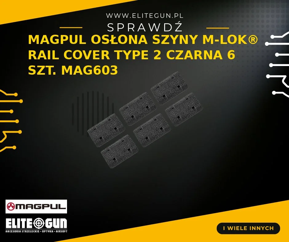 MAGPUL M-LOK Rail Cover Type 2 MAG603 - 6 szt., czarne, montaż bez narzędzi