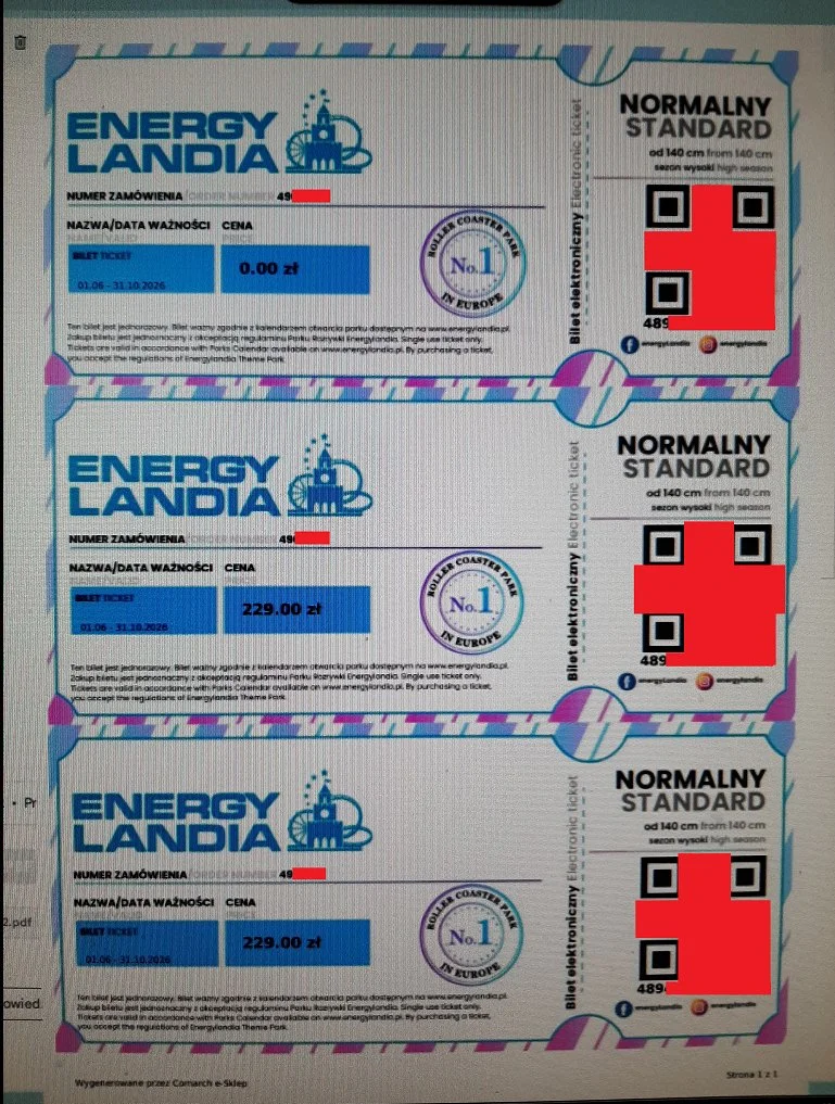 3 bilety do parku rozrywki EnergyLandia