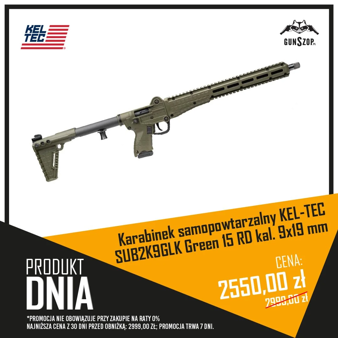 Karabinek samopowtarzalny KEL-TEC SUB2K9GLK Green 15 RD kal. 9x19 mm