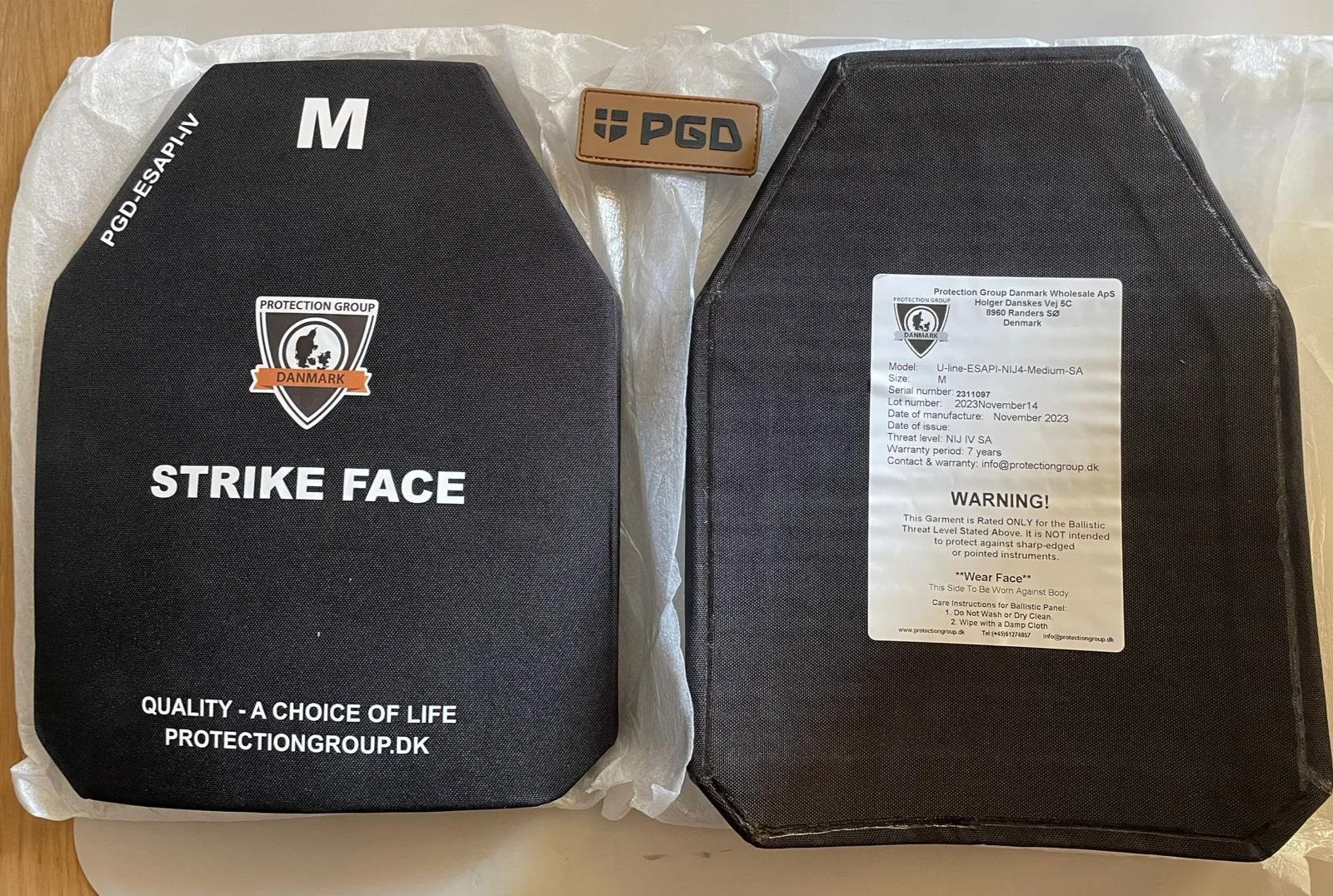 2 płyty PGD, rozmiar M, klasa NIJ level 4