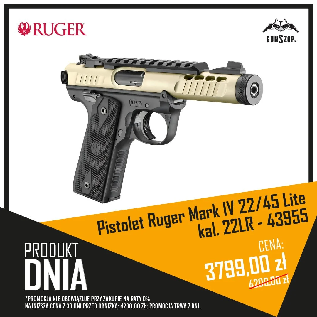 Pistolet Ruger Mark IV 22/45 Lite kal. 22LR - 43955