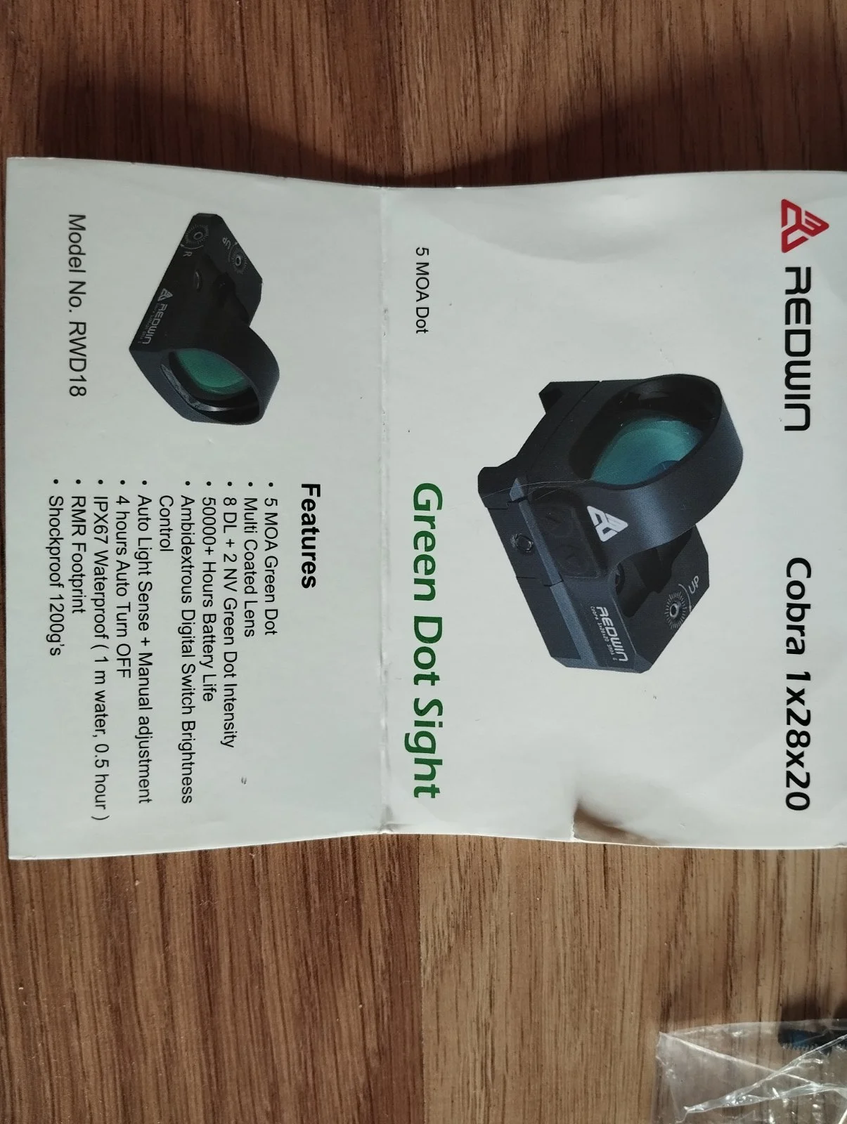 Kolimator REDWIN COBRA 1x20x28 5mos green