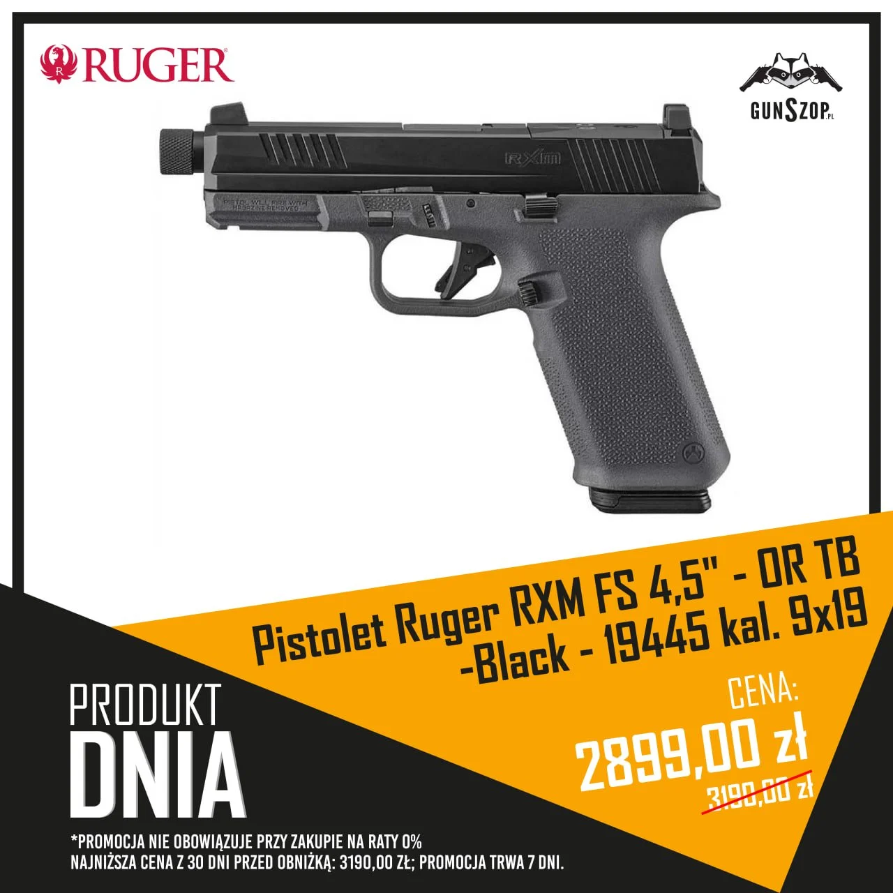 Pistolet Ruger RXM FS 4,5" - OR TB -Black - 19445 kal. 9x19