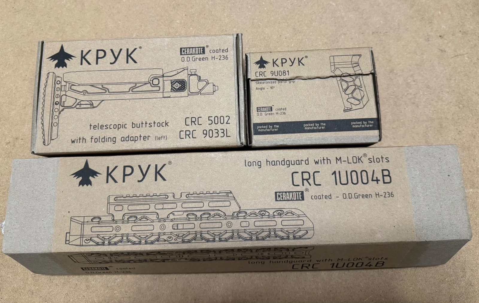 KRUK długie łoże, chwyt pistoletowy, składana kolba