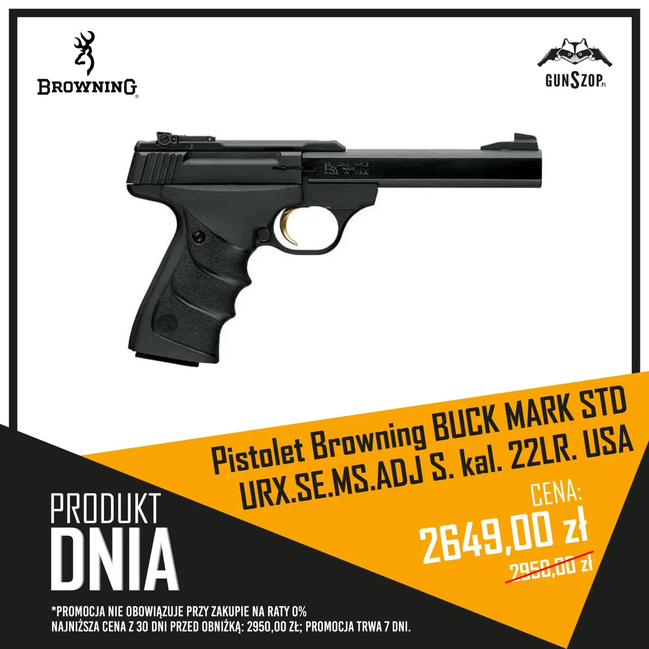 Pistolet Browning BUCK MARK STD URX.SE.MS.ADJ S. kal. 22LR. USA