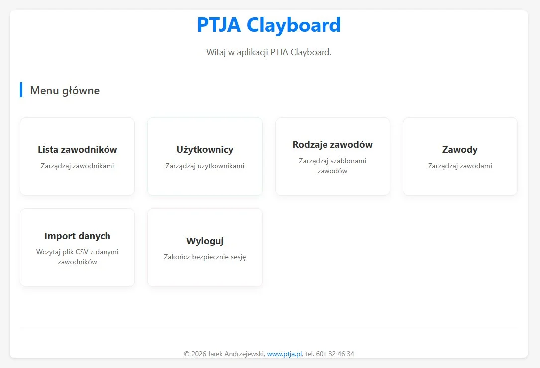 Dostęp do aplikacji ułatwiającej prowadzenie zawodów rzutkowych