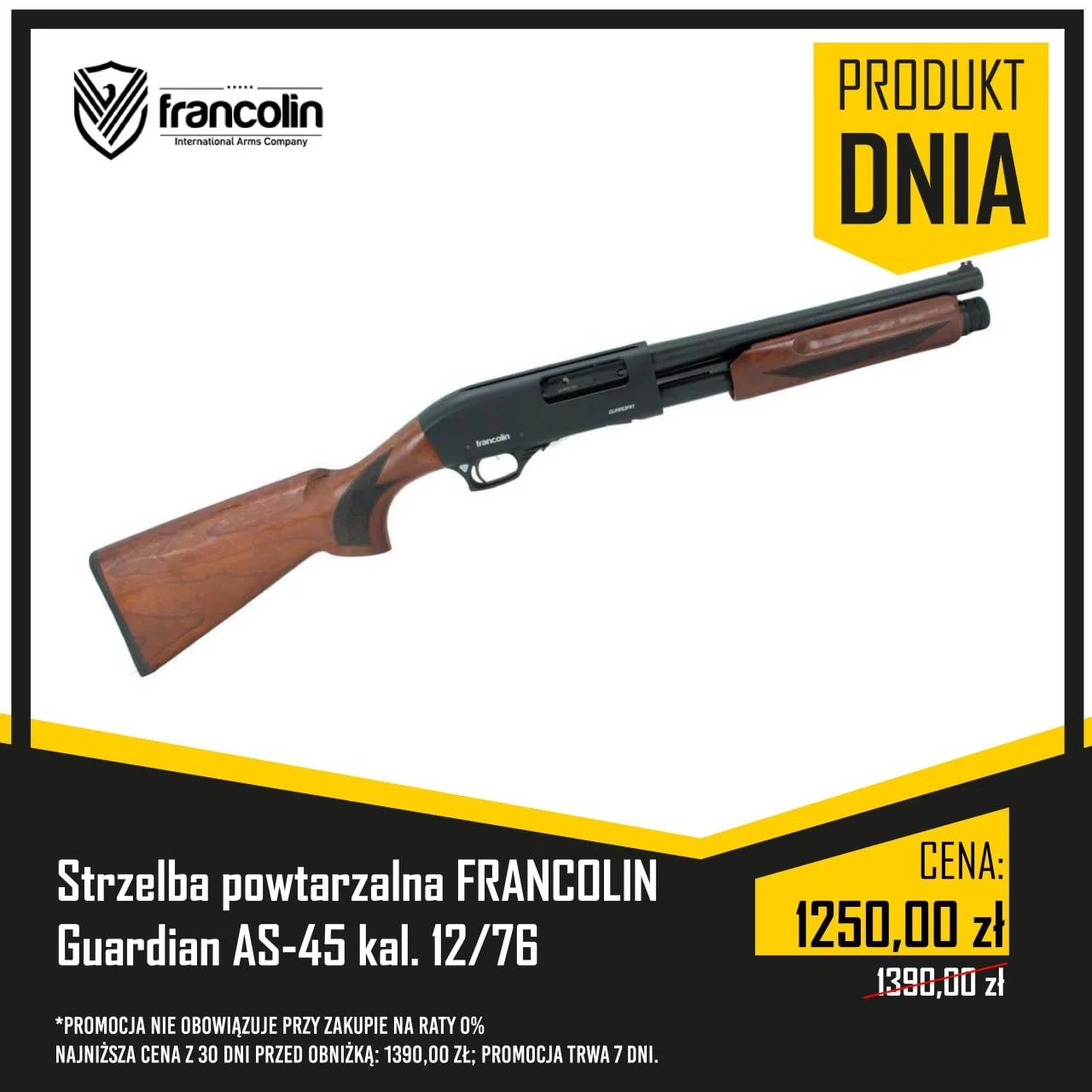 Strzelba powtarzalna FRANCOLIN Guardian AS-45 kal. 12/76