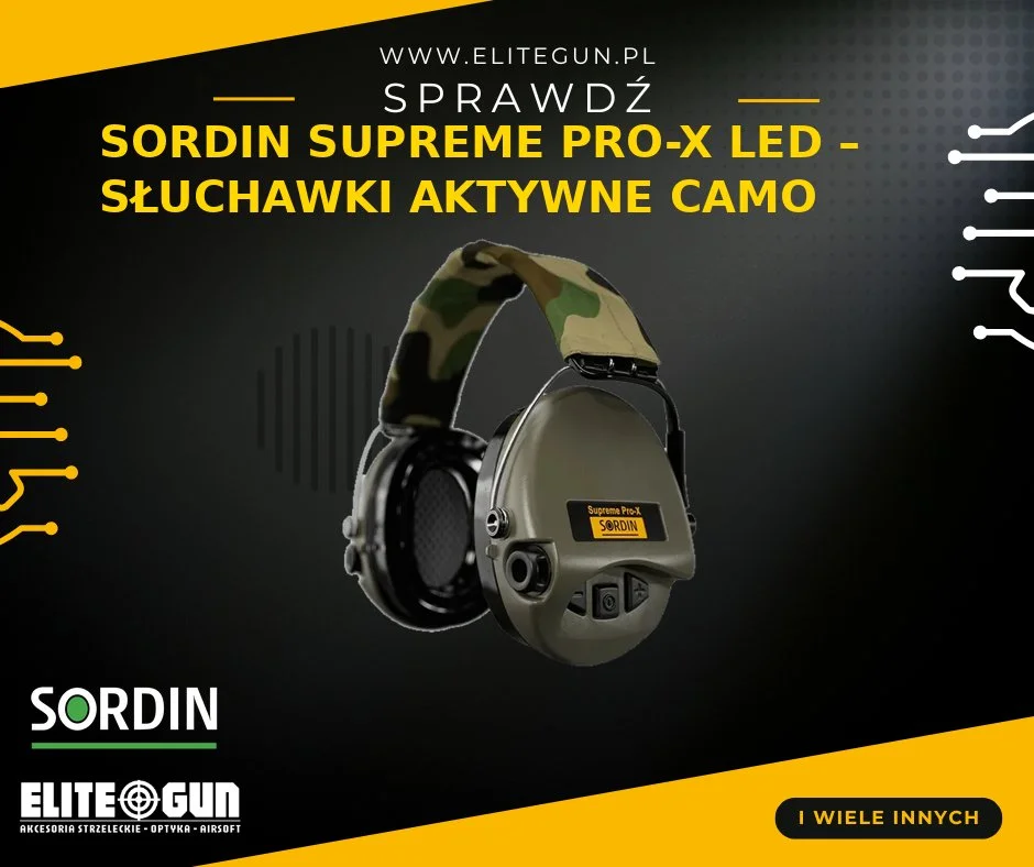 Sordin Supreme Pro-X LED Camo 75302-X-07-S - Aktywne słuchawki ochronne z diodą LED 1449,99 zł