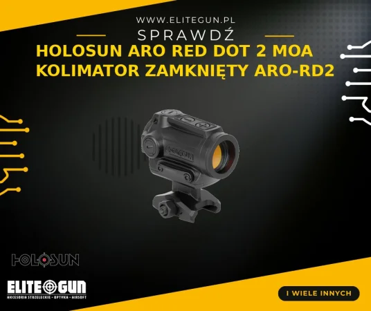Holosun ARO RD2 - Kolimator Zamknięty, Czerwony Punkt 2 MOA, IP67, Shake Awake