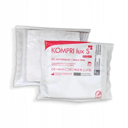 Kompres z gazy 5 cm x 5 cm Kompri lux S jałowa 17n 12w 3 sztuki
