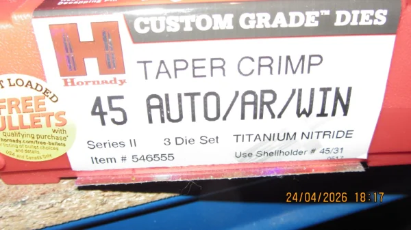 Matryce Hornady Titanium Custom Grade  .45 Auto/AR/WIN - 3 szt