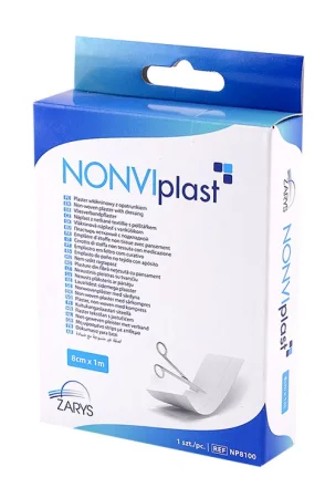 Plaster włókninowy z opatrunkiem 8cmx1m do cięcia NONVIplast Zarys