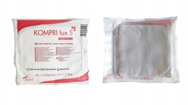 Kompres gazowy jałowy 10x10cm KOMPRI lux S 17N 12W - zdjęcie 2