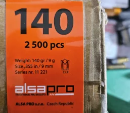 640 sztuk AlsaPro 140gr 9mm .355"