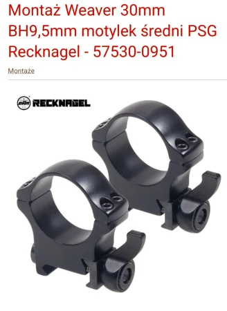 Montaż  30mm Recknagel 9.5mm motylkowy