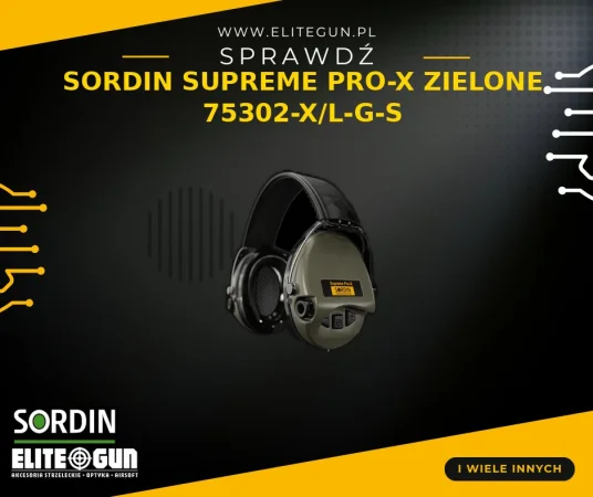 Sordin Supreme Pro X - Aktywne słuchawki ochronne, żelowe poduszki, IP67 1299,99 zł