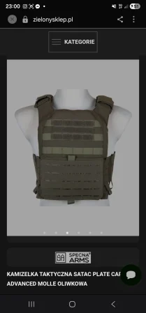Kamizelka Taktyczna SATAC Plate Carrier Advanced MOLLE Oliwkowa