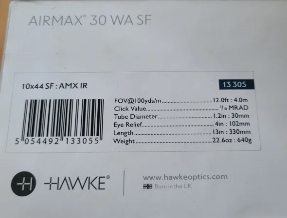 Hawke Airmax 30 WA SF 10x44 siatka AMX IR Reticle wytrzymuje odrzut każdego kalibru - zdjęcie 4