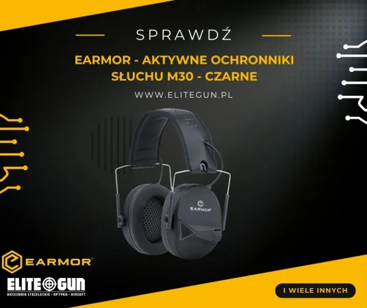 Earmor - Aktywne ochronniki słuchu M30 - Czarne - M30-BK