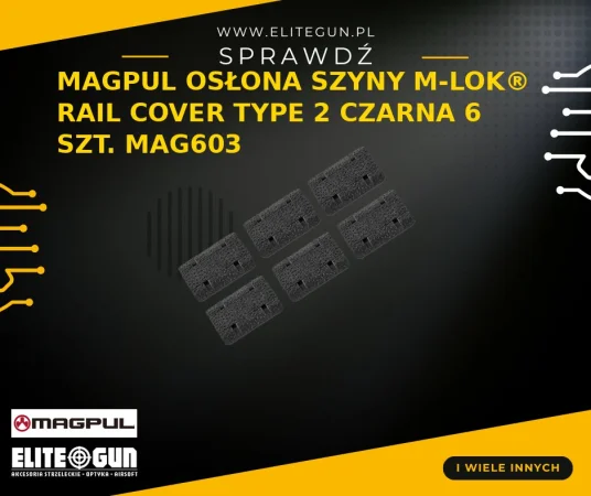 MAGPUL M-LOK Rail Cover Type 2 MAG603 - 6 szt., czarne, montaż bez narzędzi