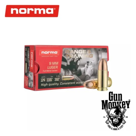 Amunicja pistoletowa Norma FMJ Range & Training 124gr/8g kal. 9x19