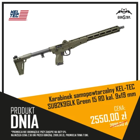 Karabinek samopowtarzalny KEL-TEC SUB2K9GLK Green 15 RD kal. 9x19 mm