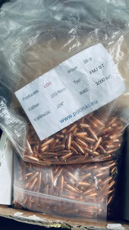 SPRZEDANE 1007 sztuk pocisków LOS .224'' 55 grs FMJ BT